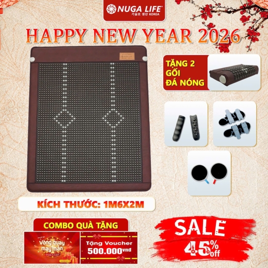 NỆM ĐÔI ĐÁ NÓNG NUGA KÍCH THƯỚC 1M6X2M
